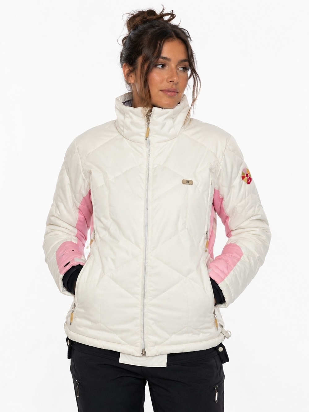 Vintage DC Down Ski Snowboard Jacket White Pink Women's Medium